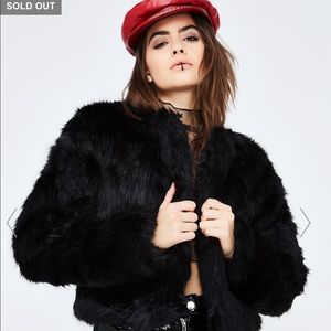 Dolls Kill Black Faux Fur Coat